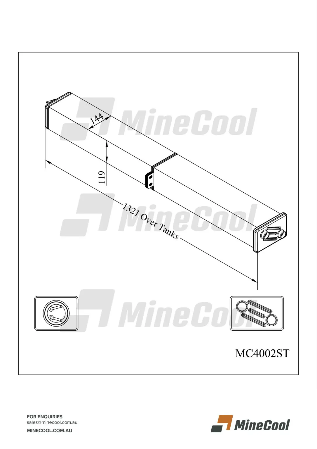 CORE RADIATOR AMOC STEEL CAT D10T RJG (SHORT) — MineCool Aftermarket Part